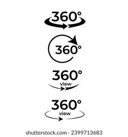Icono de vista de 360 grados imagen de 4 piezas por conjunto