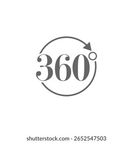 Icono de la vista de 360 grados aislado en el fondo blanco