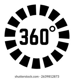 360 degree view icon rotating, showcasing complete coverage and serving as an ideal symbol for virtual reality and augmented reality applications and devices in modern technology