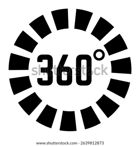 360 degree view icon rotating, showcasing complete coverage and serving as an ideal symbol for virtual reality and augmented reality applications and devices in modern technology