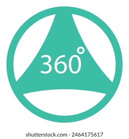 360 degree view icon  teal symbol of panoramic virtual reality vr experience with interactive navigation and immersive multimedia tour