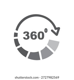 Vista de 360 grados, icono, Vector.