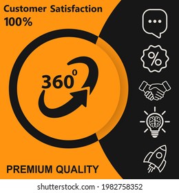 360 degree view icon. With yellow and black background option