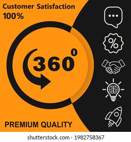 360 degree view icon. With yellow and black background option