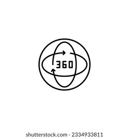 360 degree view line icon. Rotation arrows. Vector illustration