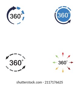 Plantilla de diseño de iconos de vectores relacionados con vista de 360 grados