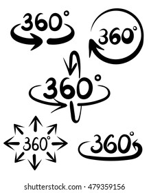 360 Degree View Related Vector Icons for Your Design.
