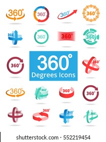 360 Degree View Related Vector Icons for Your Design.
