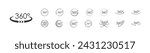 360 degree view set icon. Vector arrows circle, isolated logo on white background