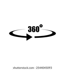 360 degree view sign. vector flat black simple illustration for web and app..eps
