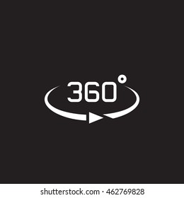 360 degree view sign. vector icon, solid logo illustration, pictogram isolated on black