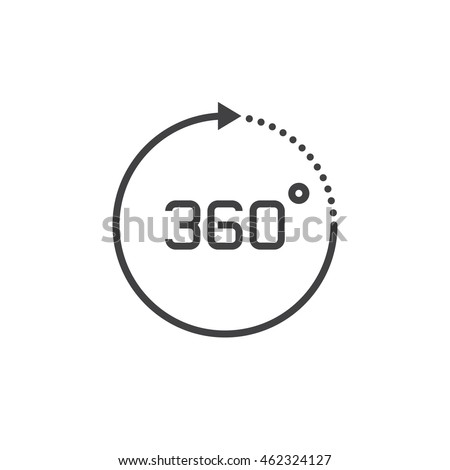 360 degree view sign. vector icon, solid logo illustration, pictogram isolated on white