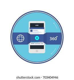360 degree view in social media application. concept vector illustration.