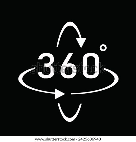 360 degree view symbol icon isolated on black background. Vector illustration.