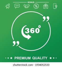 360 degree view vector icon. With quote symbol.