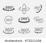 360 degree views of vector circle icons isolated from the background. Signs with arrows to indicate the rotation or panoramas to 360 degrees. 