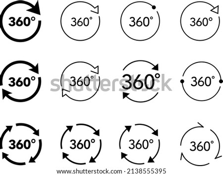 360 degree virtual reality icon set