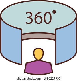 360 Degree Virtual Tour Concept Vector Color Icon Design, Additive Manufacturing Symbol, Augmented Reality Or Virtual Reality Stock Illustration