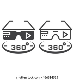 360 degree vr glasses line icon, outline and solid vector sign, linear and full pictogram isolated on white, logo illustration