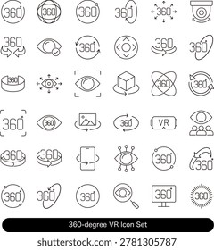 360 Degree VR Icon Set : Spherical Virtual Experience Concept Materials