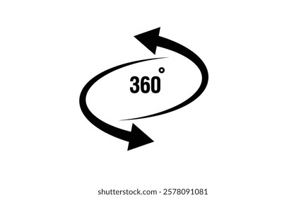 360 degrees arrow, rotate around set icon. Circle signs vertical, horizontal and diagonal view with arrows rotation to 360 degrees. Virtual reality. Rotate cycle, circular moving symbol. 