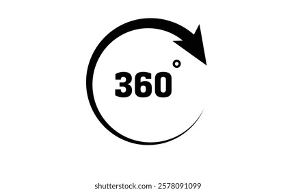 360 degrees arrow, rotate around set icon. Circle signs vertical, horizontal and diagonal view with arrows rotation to 360 degrees. Virtual reality. Rotate cycle, circular moving symbol. 