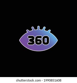 360 Degrees blue gradient vector icon