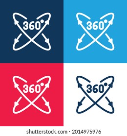 360 grados azul y rojo cuatro colores mínimo conjunto de iconos