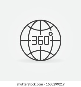 360 degrees earth globe outline vector concept icon or logo element