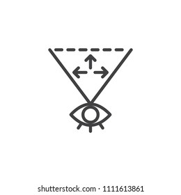 360 degrees eye view outline icon. linear style sign for mobile concept and web design. simple line vector icon. Symbol, logo illustration. Pixel perfect vector graphics