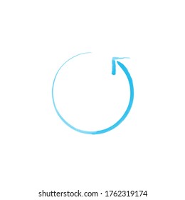 flèche dessinée à la main à 360 degrés, étiquette, autocollant, illustration d'icône sur fond blanc.