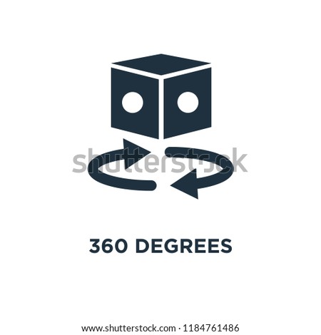 360 degrees icon. Black filled vector illustration. 360 degrees symbol on white background. Can be used in web and mobile.
