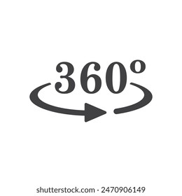 360 degrees icon in flat style. Rotate symbol vector illustration on isolated background. Angle view sign business concept.