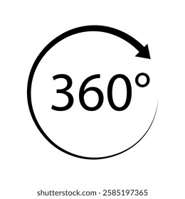360 degrees icon, isolated on white. vector