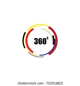 360 degrees icon isolated on white background. Abstract logotype design concept with colorful lines