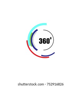 360 degrees icon isolated on white background. Abstract logotype design concept with colorful lines