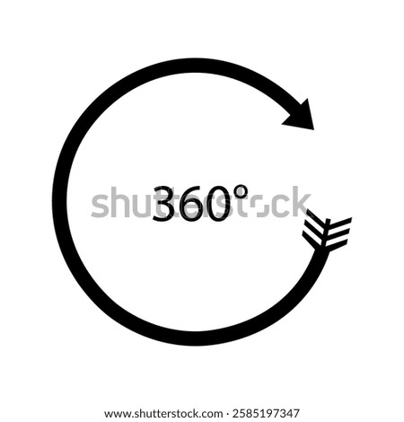 360 degrees icon, isolated on white. vector