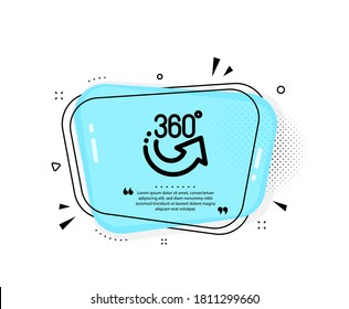 360 degrees icon. Quote speech bubble. VR simulation sign. Panoramic view symbol. Quotation marks. Classic 360 degrees icon. Vector