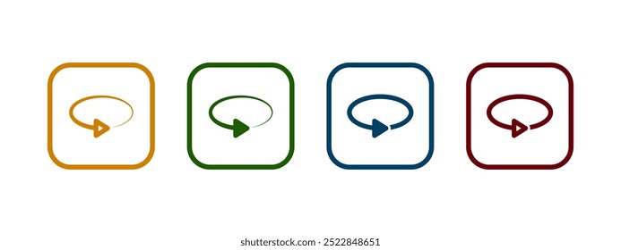 360 degrees icon. Rotation on white background in different color design.	
