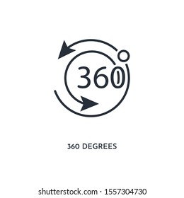 360 degrees icon. simple element illustration. isolated trendy filled 360 degrees icon on white background. can be used for web, mobile, ui.
