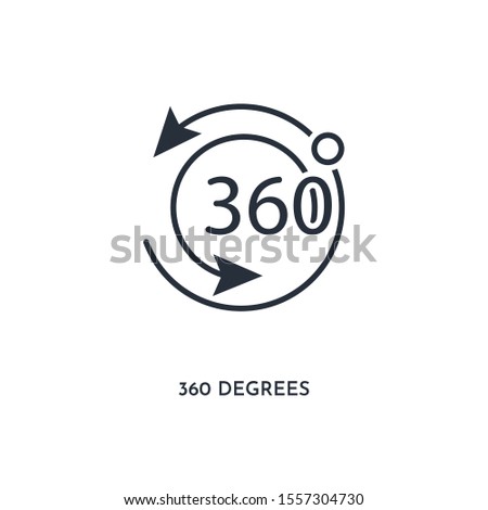 360 degrees icon. simple element illustration. isolated trendy filled 360 degrees icon on white background. can be used for web, mobile, ui.