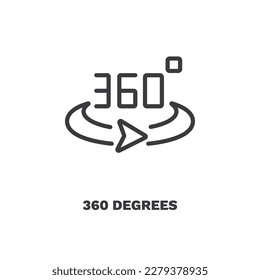 360 degrees icon. Thin line 360 degrees icon from artificial intellegence collection. Outline vector isolated on white background. Editable 360 degrees symbol can be used web and mobile