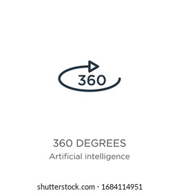 360 degrees icon. Thin linear 360 degrees outline icon isolated on white background from augmented reality collection. Line vector sign, symbol for web and mobile