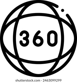 360 degrees icon. Thin Linear Style Design Isolated On White Background