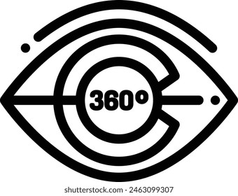 360 degrees icon. Thin Linear Style Design Isolated On White Background
