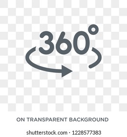 360 degrees icon. Trendy flat vector 360 degrees icon on transparent background from Artificial Intelligence, Future Technology collection. 