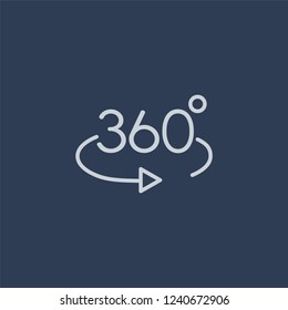 360 degrees icon. Trendy flat vector line 360 degrees icon on dark blue background from Artificial Intelligence, Future Technology collection. 
