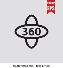 360 degrees icon in trendy isolated on grey background.Vector illustration.