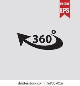 360 degrees icon in trendy isolated on grey background.Vector illustration.