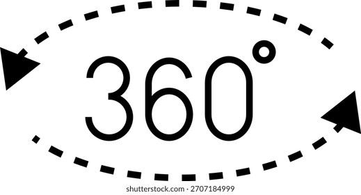 Ícone De 360 Graus. Conjunto de ícones vetoriais de 360 graus. Girar símbolo